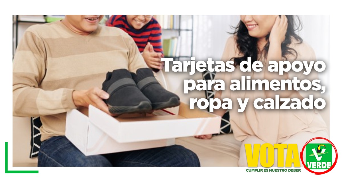 Tarjetas de apoyo para alimentos, ropa y calzado