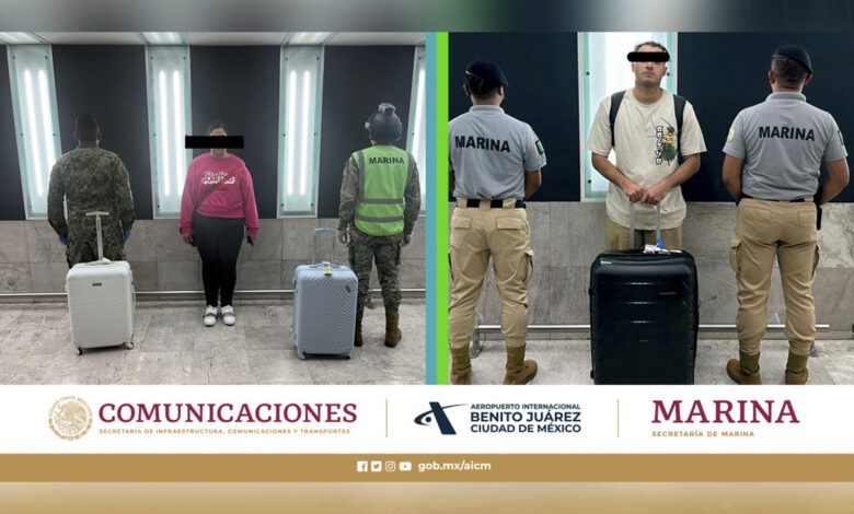 Decomisan más de 15 kilos de metanfetamina en el AICM